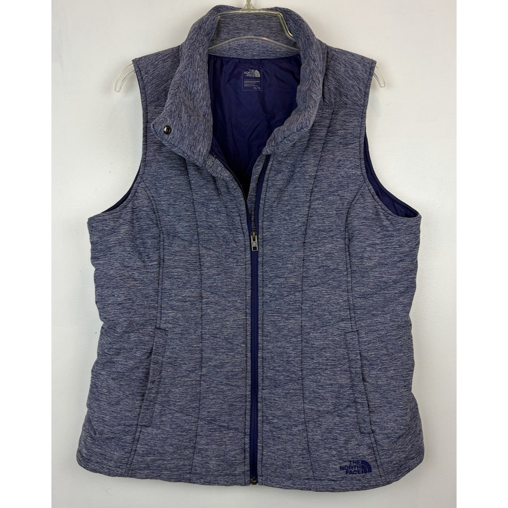 North Face Vest Womens XL Heathered Purple Puffer Full Zip Soft Cozy